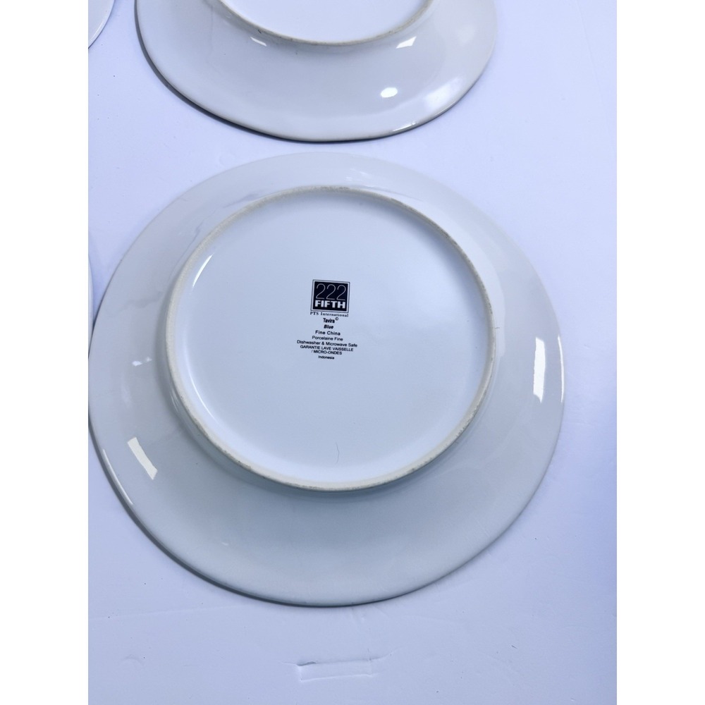 222 Fifth Tavira Blue Salad Plates Set of 4 Fine China Mandala 8.5" Decor - Picture 2 of 3